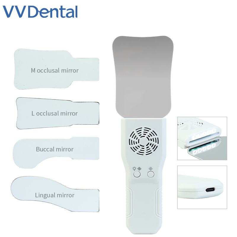 Photography Lighting Patterns - ชุดกระจกกันฝ้าสำหรับทันตกรรม VVDental สำหรับการถ่ายภาพในช่องปากแบบไร้ฝ้า กระจกสแตนเลสพร้อมไฟ LED สำหรับการสะท้อนแสงทางทันตกรรมจัดฟัน