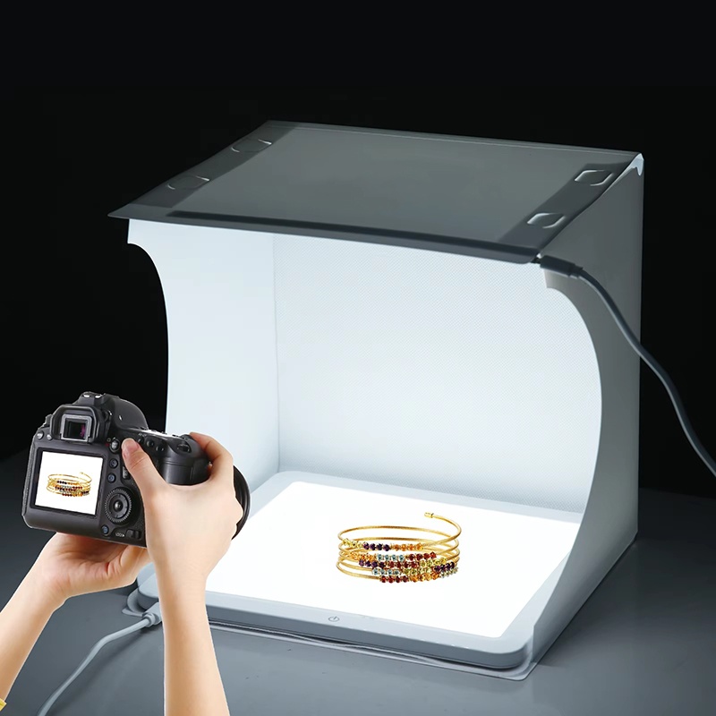 Photography Lighting Styles - กล่องถ่ายภาพพกพาขนาด 20 ซม. พร้อมไฟ LED พับได้