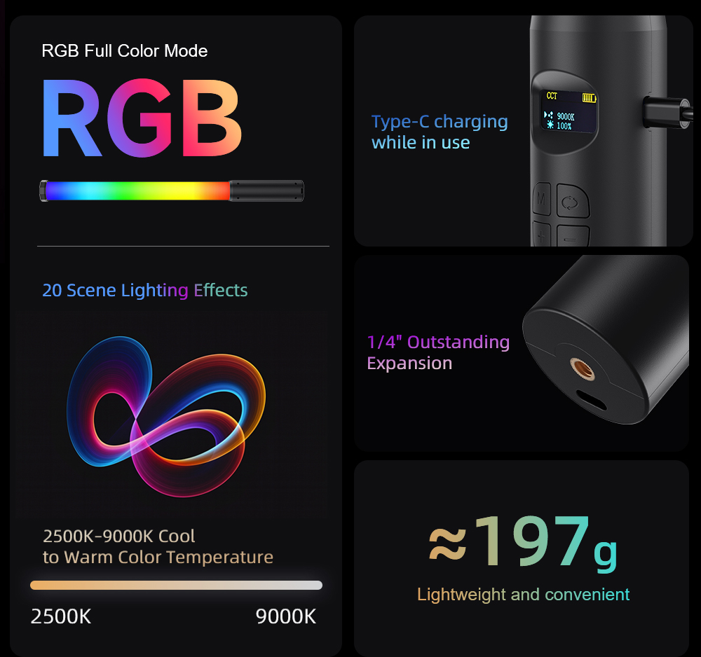 ไฟวิดีโอ LUXCEO P300 RGB Tube  - Torjim Rgb Photography Video Lighting บทวิจารณ์และราคา