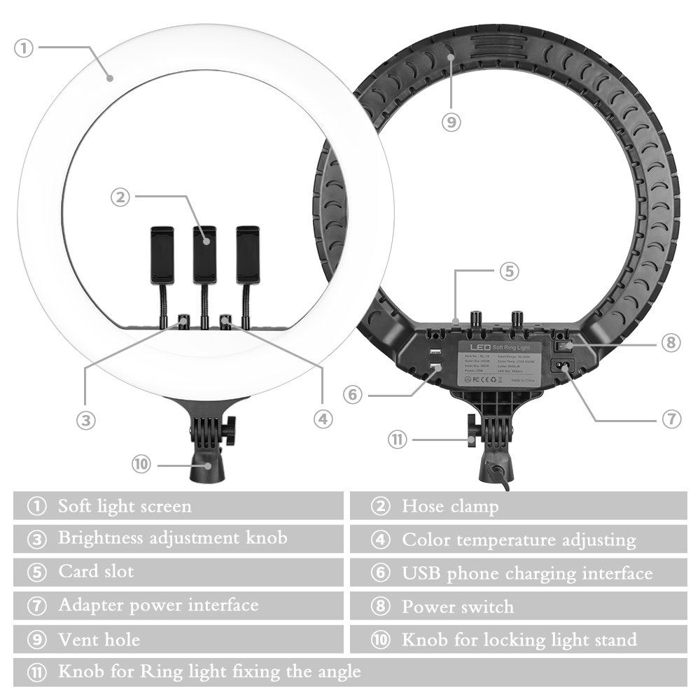 ไฟวงแหวน LED ขนาด 18 นิ้ว พร้อ - Photography Lighting Overhead บทวิจารณ์และราคา