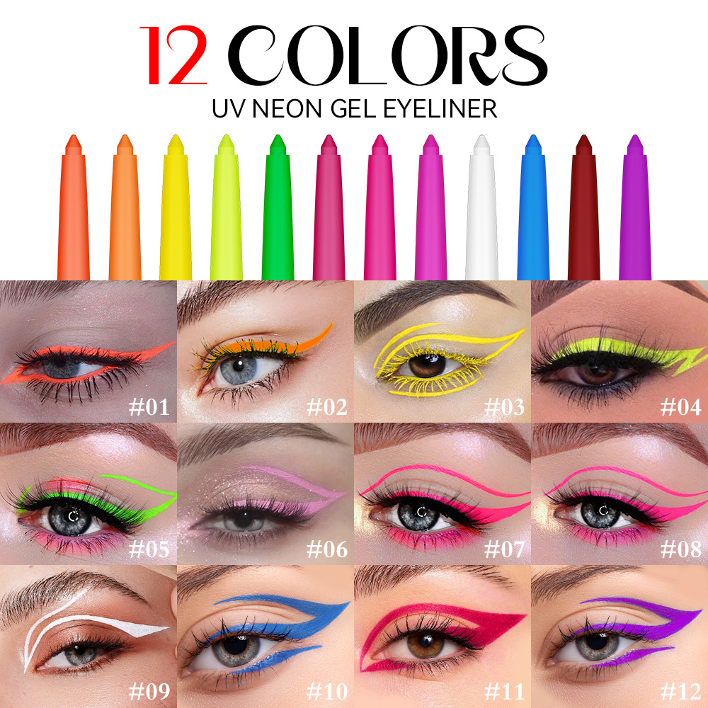 อายไลเนอร์สีเรืองแสง 12 สี ปาก - Coloured Gel Set บทวิจารณ์และราคา