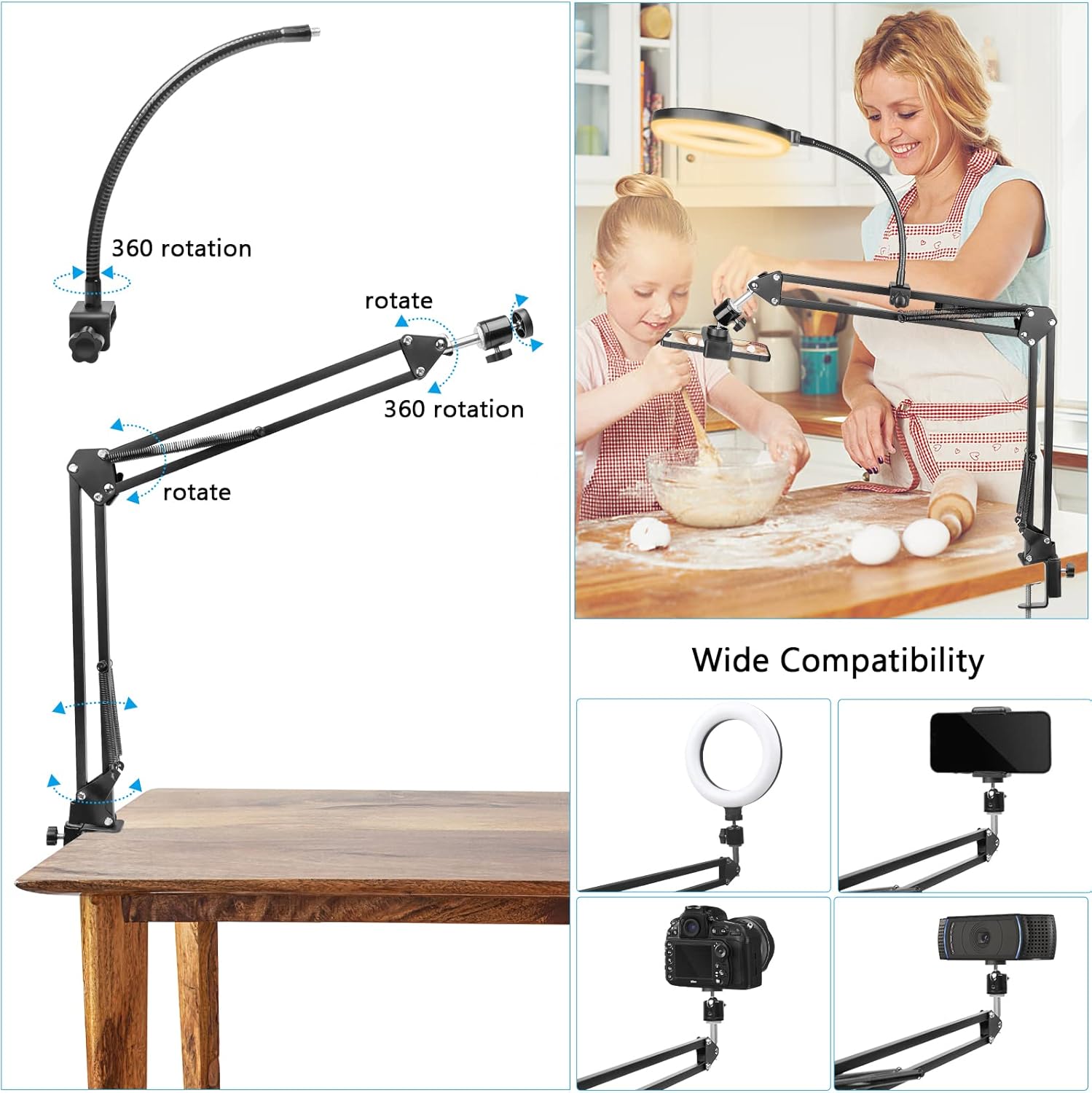 ไฟวงแหวนพร้อมขาตั้งและที่วางโท - Photography Lighting Overhead บทวิจารณ์และราคา