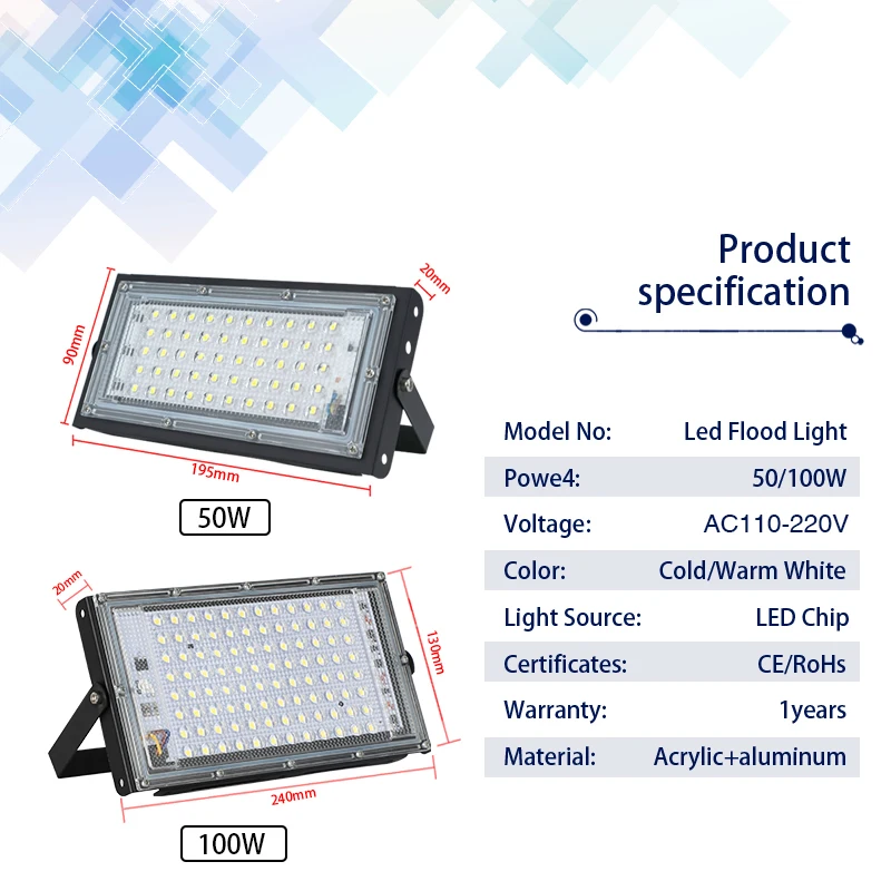 ไฟ LED น้ําท่วม 50W 100W AC110 - Photography Lighting Uk บทวิจารณ์และราคา